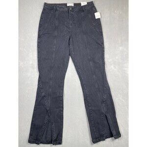 We The Free People Jeans Womens Size 32 CRVY Mona High Rise Flare Denim Black